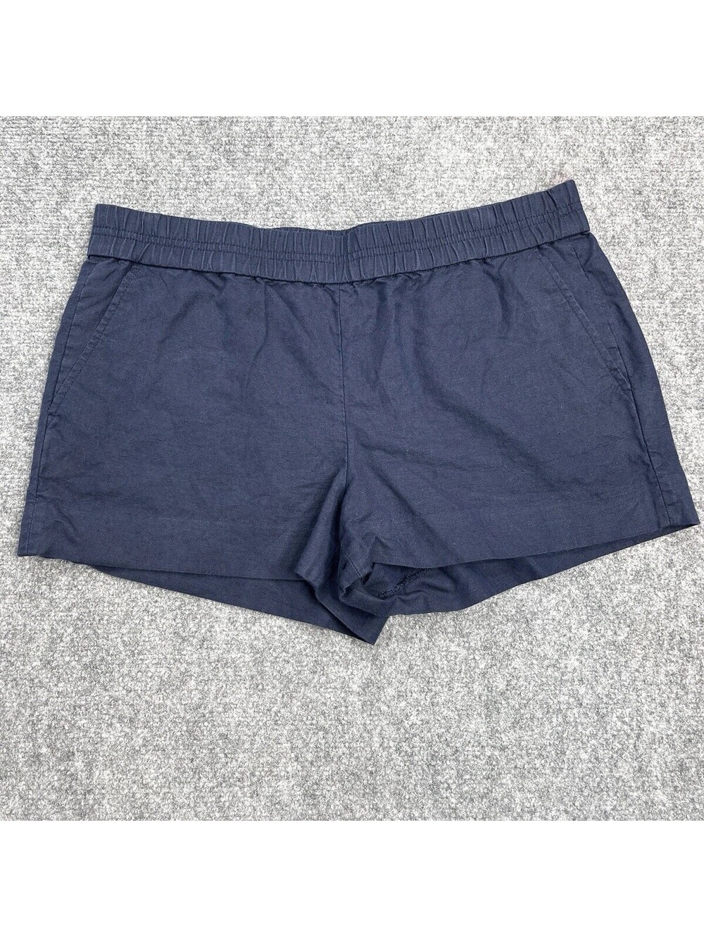 J.Crew Womens Navy Blue Linen Blend Drawstring Elastic Waist Shorts XS